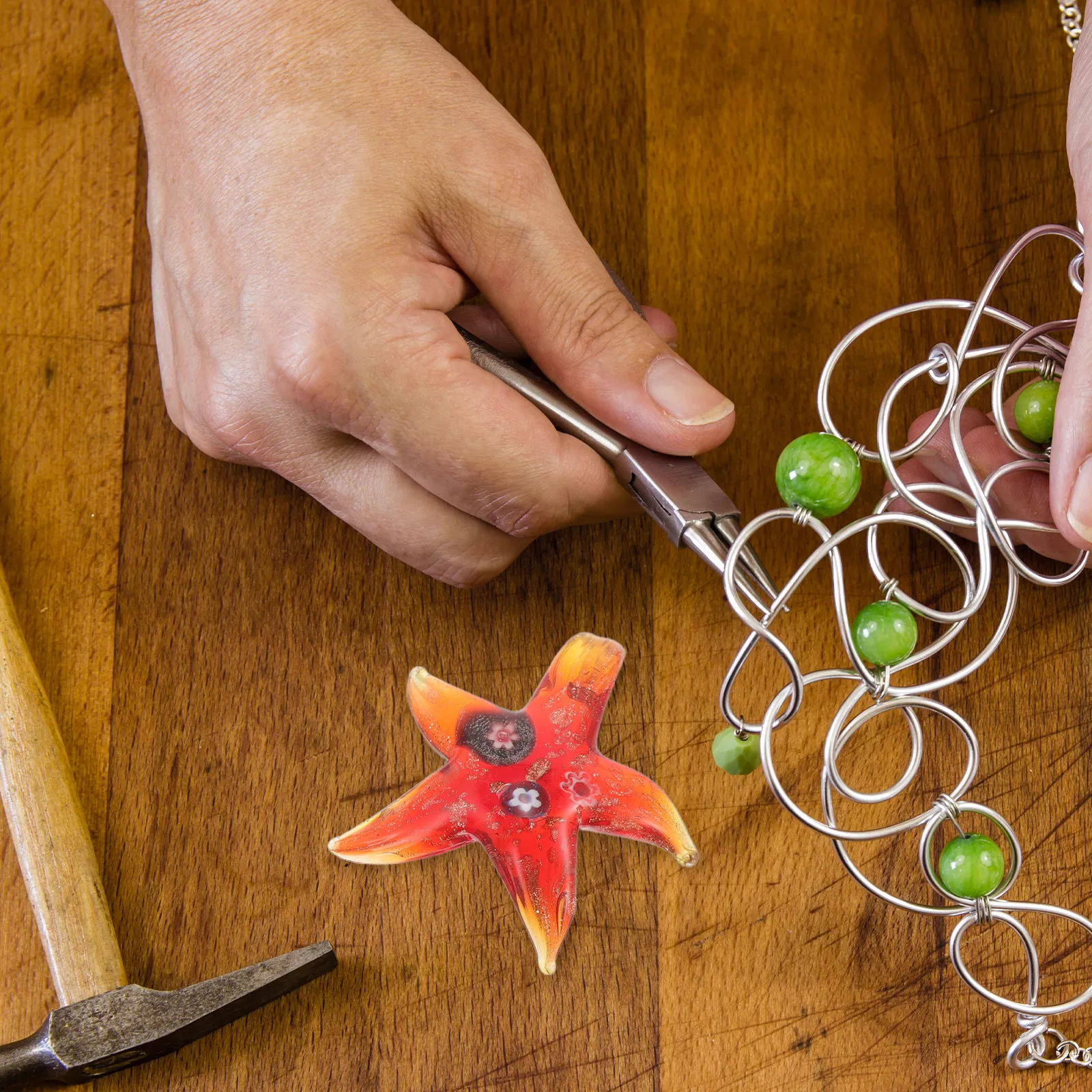 3Pcs Star Fish Glass Pendant Painted Ocean Animal Lightweight Necklace Charm Summer Beach Decor Birthday Present Women Accessory