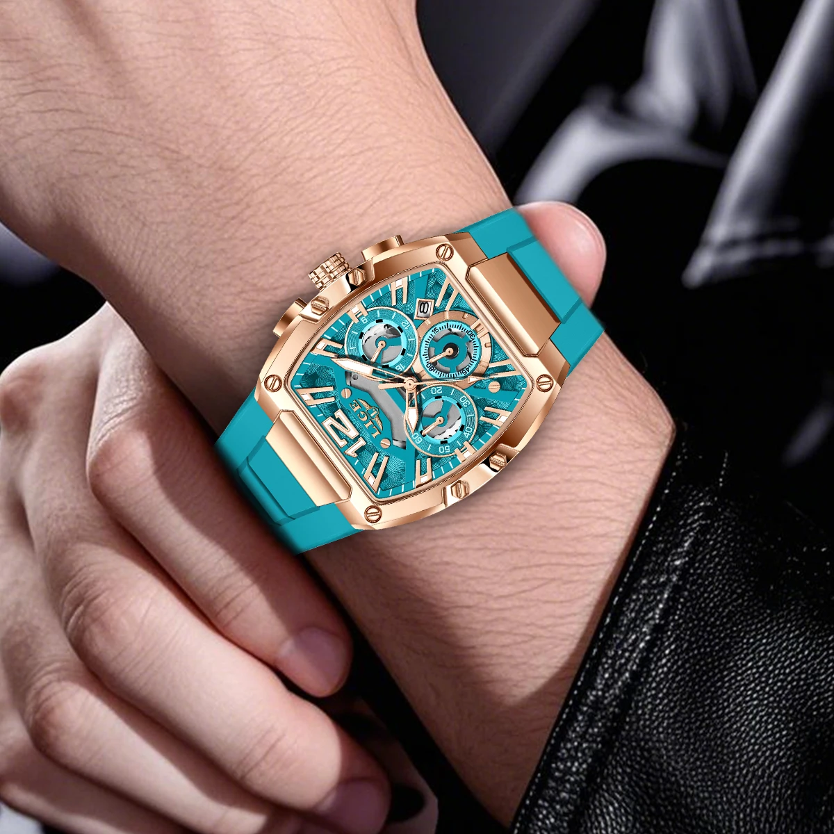 LIGE Original Brand Fashion Mens Watches Sport Military Chronograph Calendar Silicone Strap Quartz Wristwatch Relogio Masculino image 5