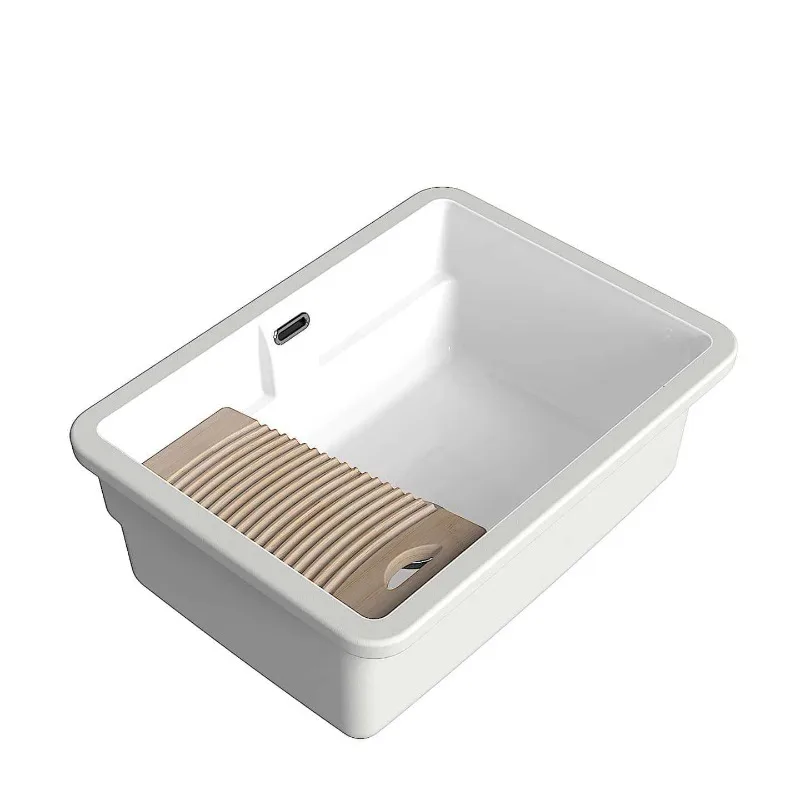 Balcony ceramic basin laundry basin with mobile washboard basin