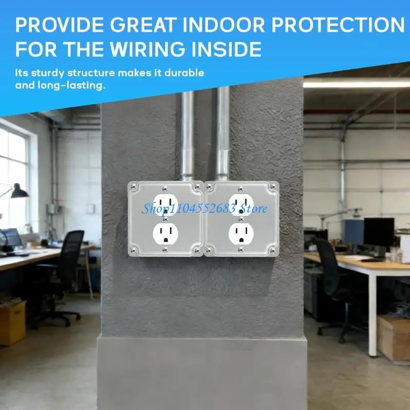 Y6GD Set Of 2 Industrial Strength Steel Outlet Plates for Commercial Installations