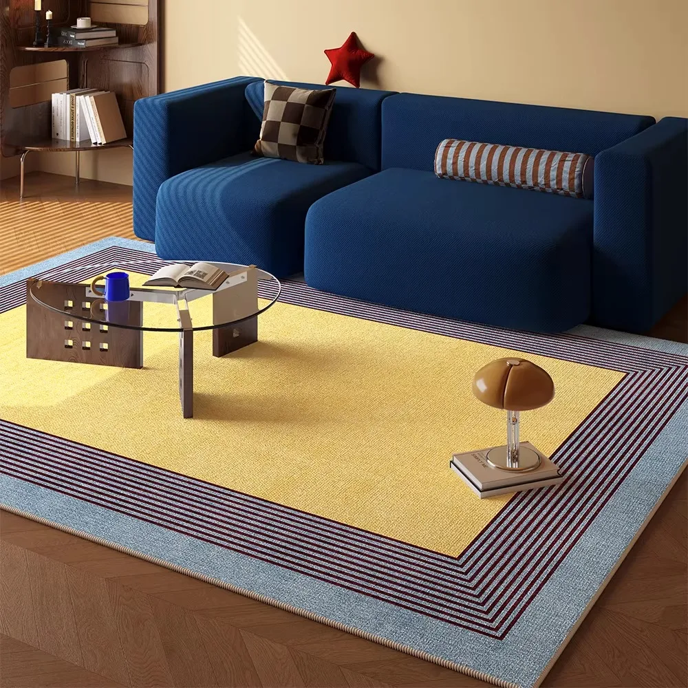 Living Room Carpet Light Luxury Striped Large Area Floor Mat Soft Short Plush Rugs for Bedroom 카페트 거실 대형 Tapete Sala שטיח לסלון