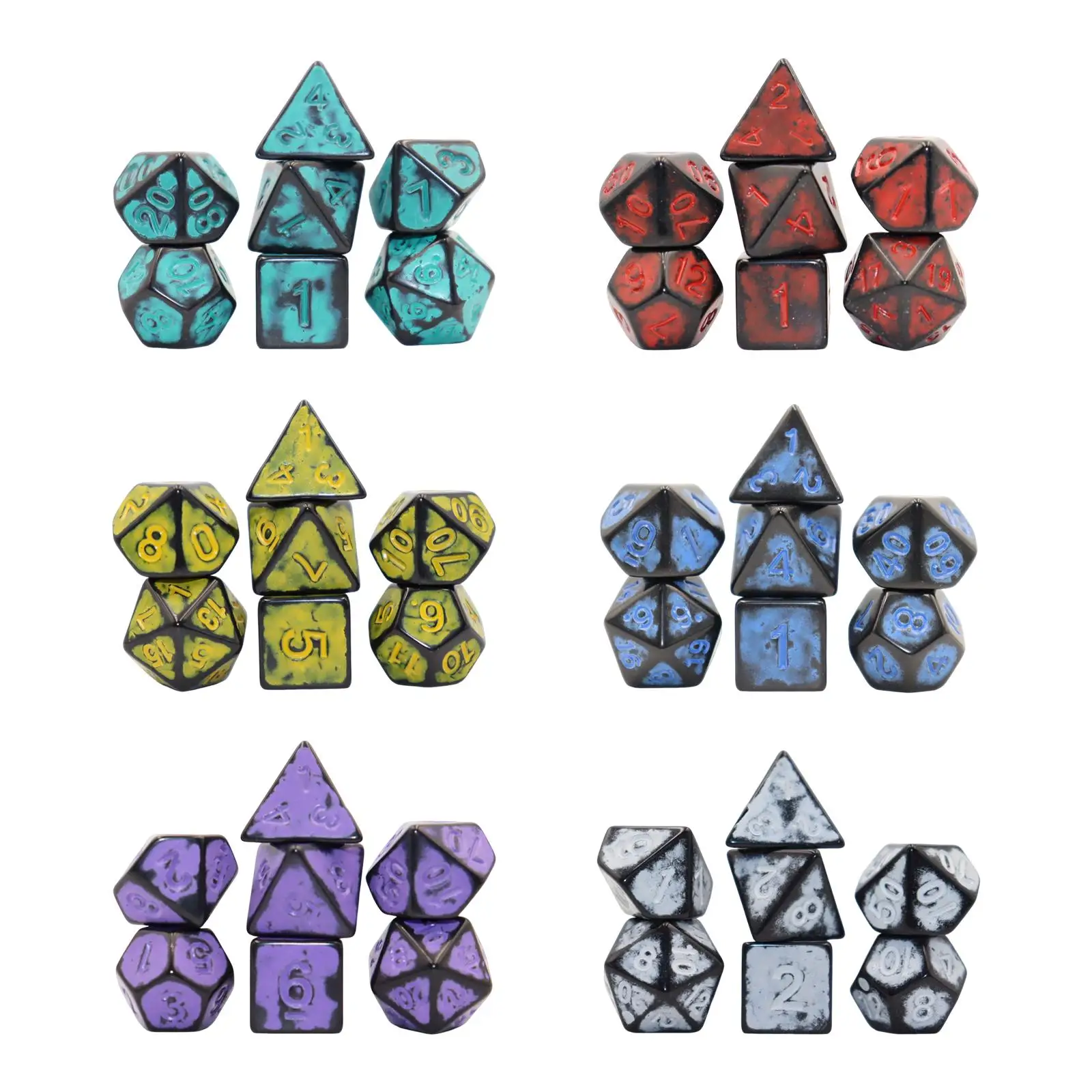 

7Pcs Polyhedron Dices Role Playing Game Dices Acrylic Dices D4~D20 for Board Game