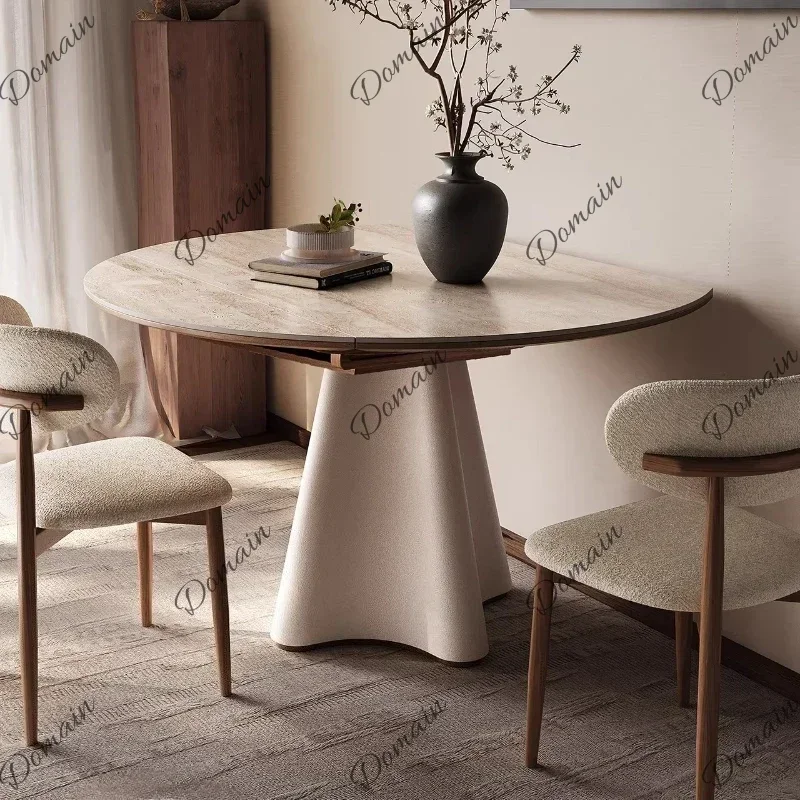 BJG Home Luxury Modern Rock Slab Retractable 120cm 130cm Dining Table And Sets 4 Chairs Dining Rooms Pliante Kitchen Furniture