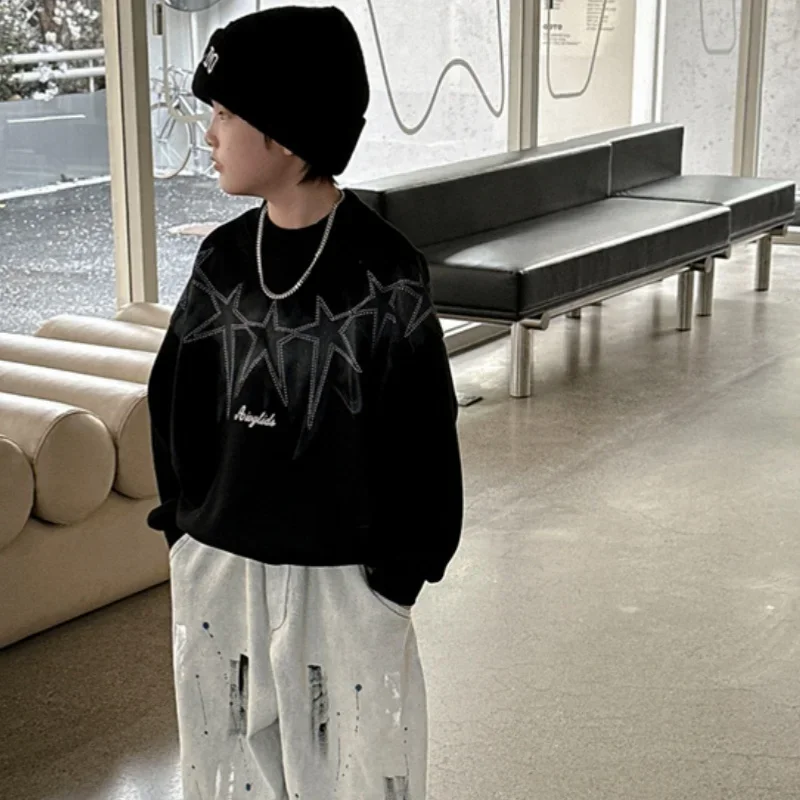 

Spring Autumn Kids High Quality Children's Clothing Boys Hoodies Sweatshirts Cotton Tops Outwear 2025 Retro