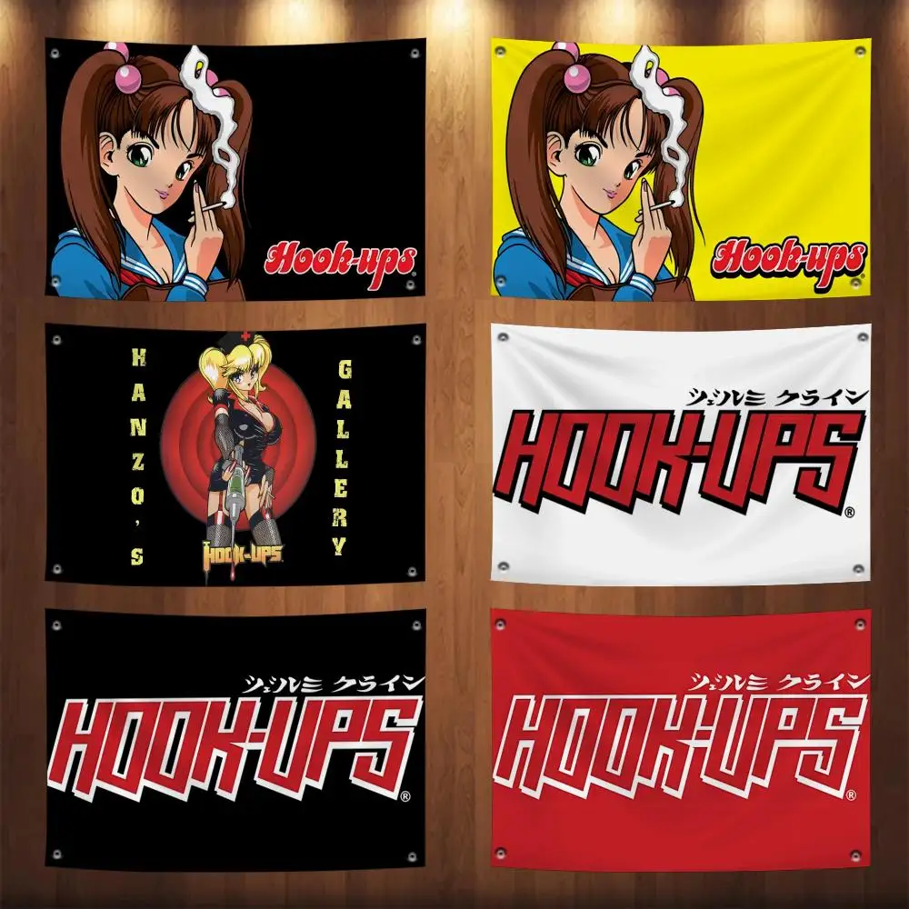 Cool Hook U-Ups Skateboards Flags No-installation Foldable Flag, Personalized Logo Banner for Dorm, Outdoor Picnics, Balconies