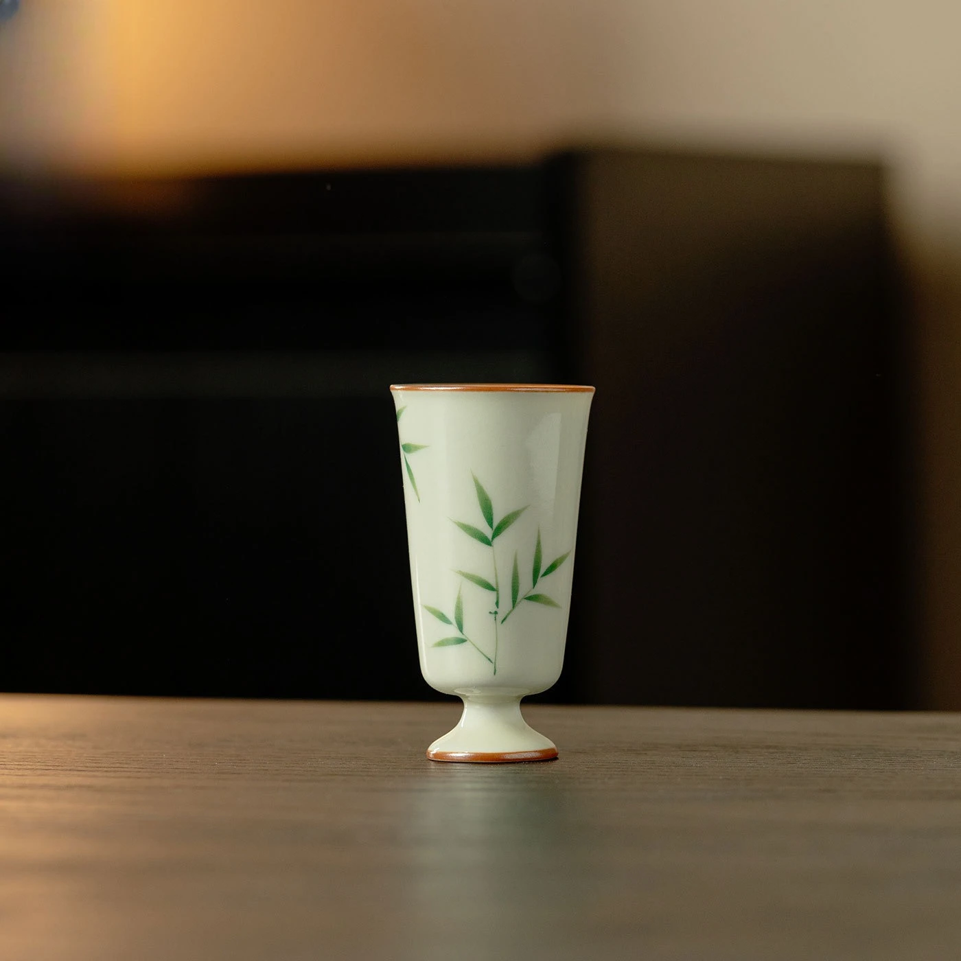 Hand Painted Bamboo Tall Stem Master Tea Cup Ceramic Fragrance Smelling Cup Kung Fu Tasting Cup Dehua Tea Gift Box