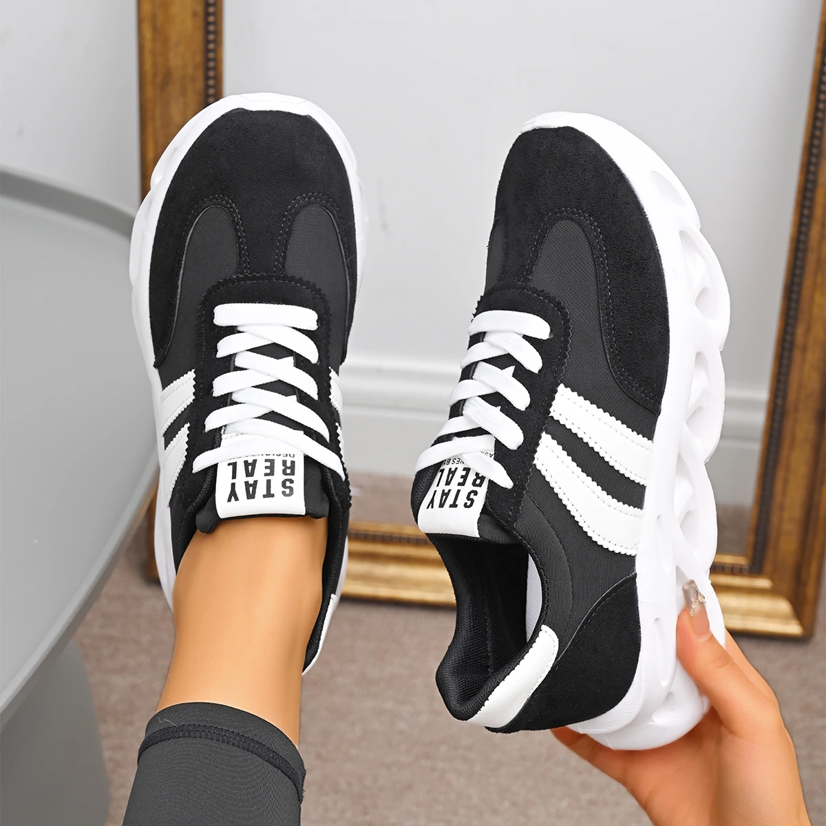 

Весенне-осенняя женская спортивная обувь, повседневные модные кроссовки на толстой подошве, женские легкие кроссовки с мягкой подошвой