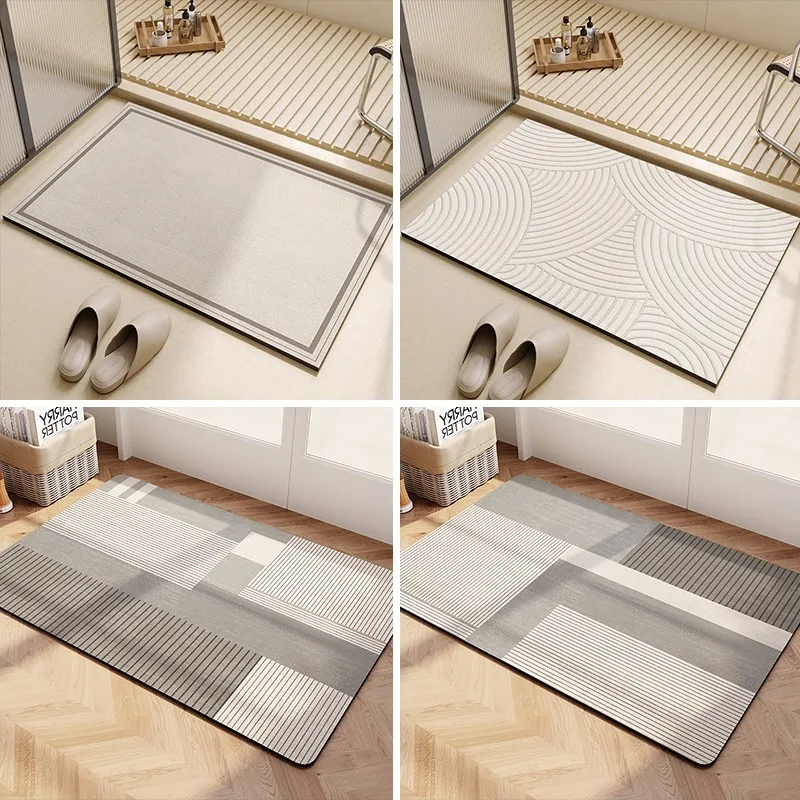 Bath Mat Non-slip Super Absorbent Bathroom Carpet Bathtub Drying Floor Mats Shower Room Entrance Doormat Toilet Footpad