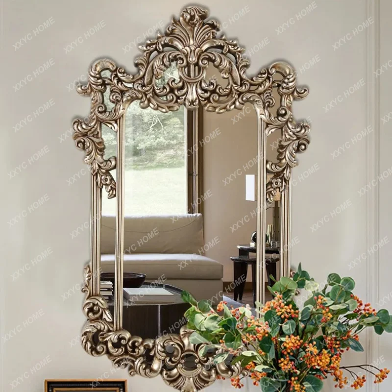 XX retro style carved bathroom mirror bedroom makeup mirror living room wall decorative mirror