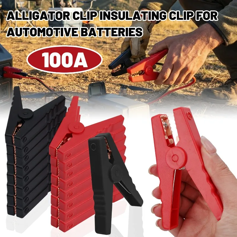 Red Black Alligator Clips Large Automotive Replacement Batteries 100A Alligator Insulating Clips Jumper Cables Boost Clamps