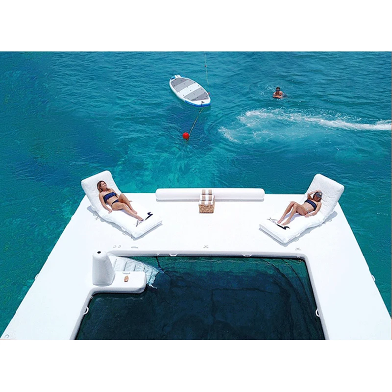 Offshore Inflatable Swimming Pool With Net Anti-Drowning Water Floating Platform Floating Rest Platform Bed Floating Row Yacht