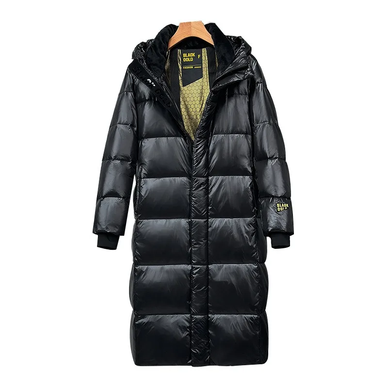 Winter Black Hooded Down Jacket Women's Mid-Length White Duck Down Coat Warm Thick Windproof Trench Coat Long Sleeve Snow Jacket view 4