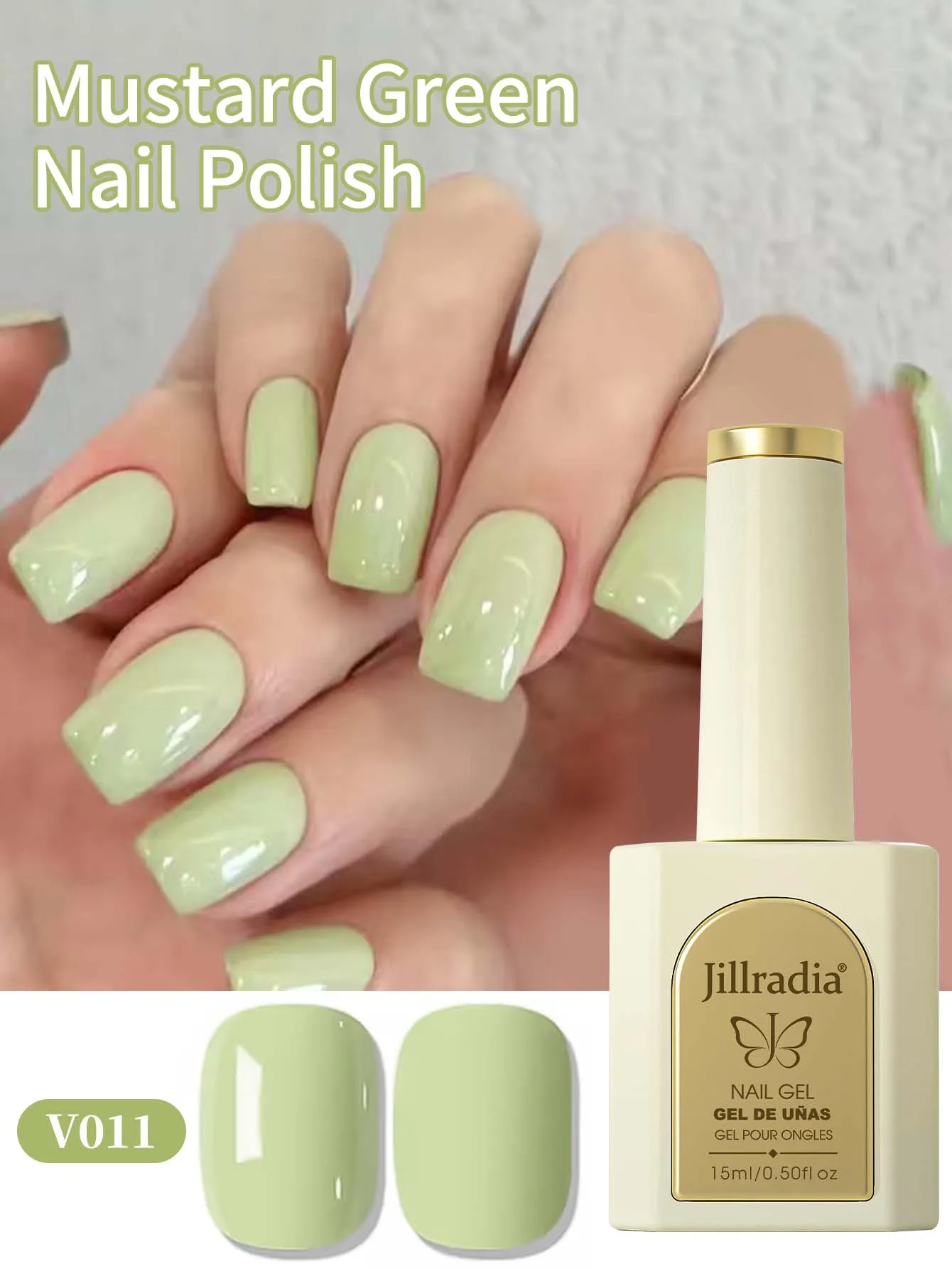 1pc 15ml Mustard Green Gel Nail Polish Starter Pure Soak Off No Wipe Nail Gel Polish Suitable For All Seasons