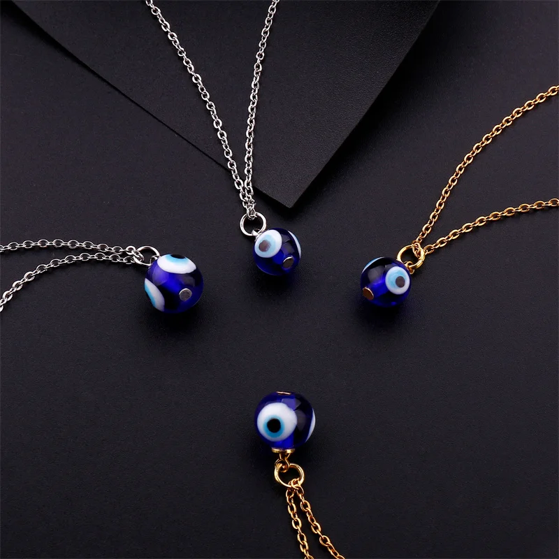 Fashion Blue Evil Eye Choker Necklace for Women Lucky Turkish Jewelry Copper Clavicle Chain Party Wish Card Gift Collar