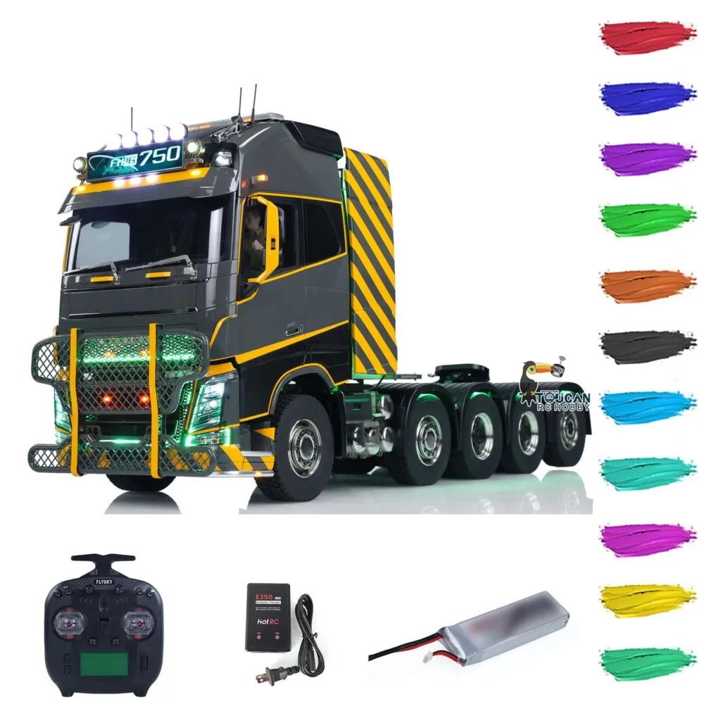 10x10 Unitru 02 FH16 1/14 RC Tractor Truck Metal Chassis RTR RC Lorry Car Model ST8 Radio Battery Smoke Light 3Speed Toy Model