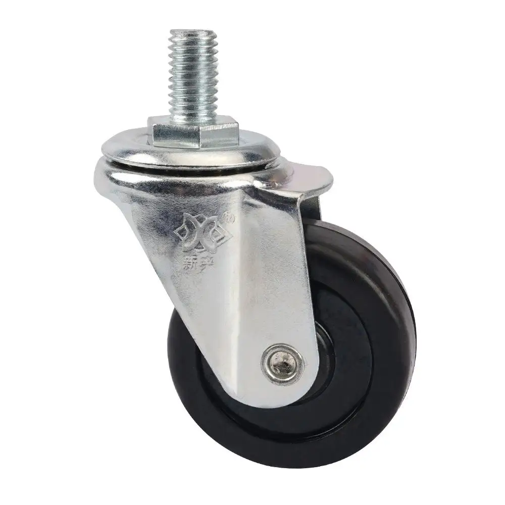 

4Pcs 2" Light Duty M10×17mm Threaded Stem Swivel Casters - Soft Rubber Wheels for Furniture & Home Appliances