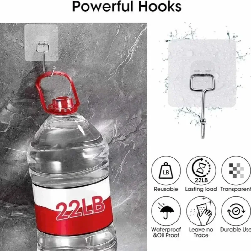 Self Adhesive Hooks Non-Punching Strong Sticky No Trace Wall Hook for Kitchen Bathroom Towel Bags Storage Hanging Holder