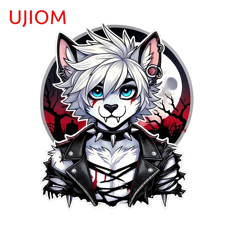 UJIOM Handsome Cartoon Furry Wolf Boy Wall Stickers Personal Refrigerator Windows Decal Creativite Kitchen Cupboard Decoration