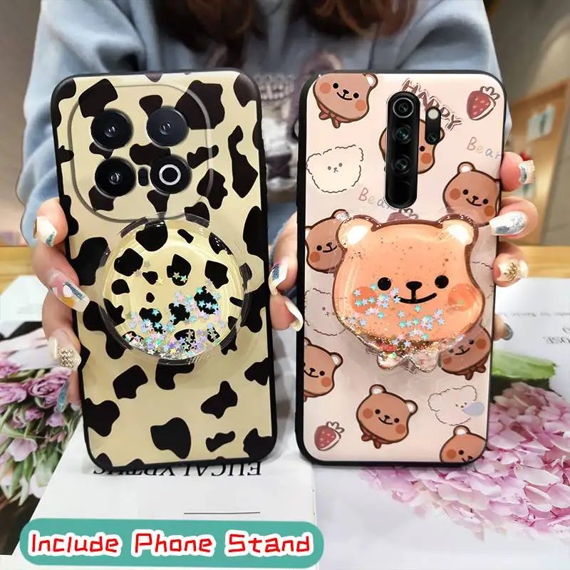 Durable Cartoon Phone Case For VIVO IQOO13 Simplicity Kickstand Fashion Design Soft Case Rotatable stand cute quicksand