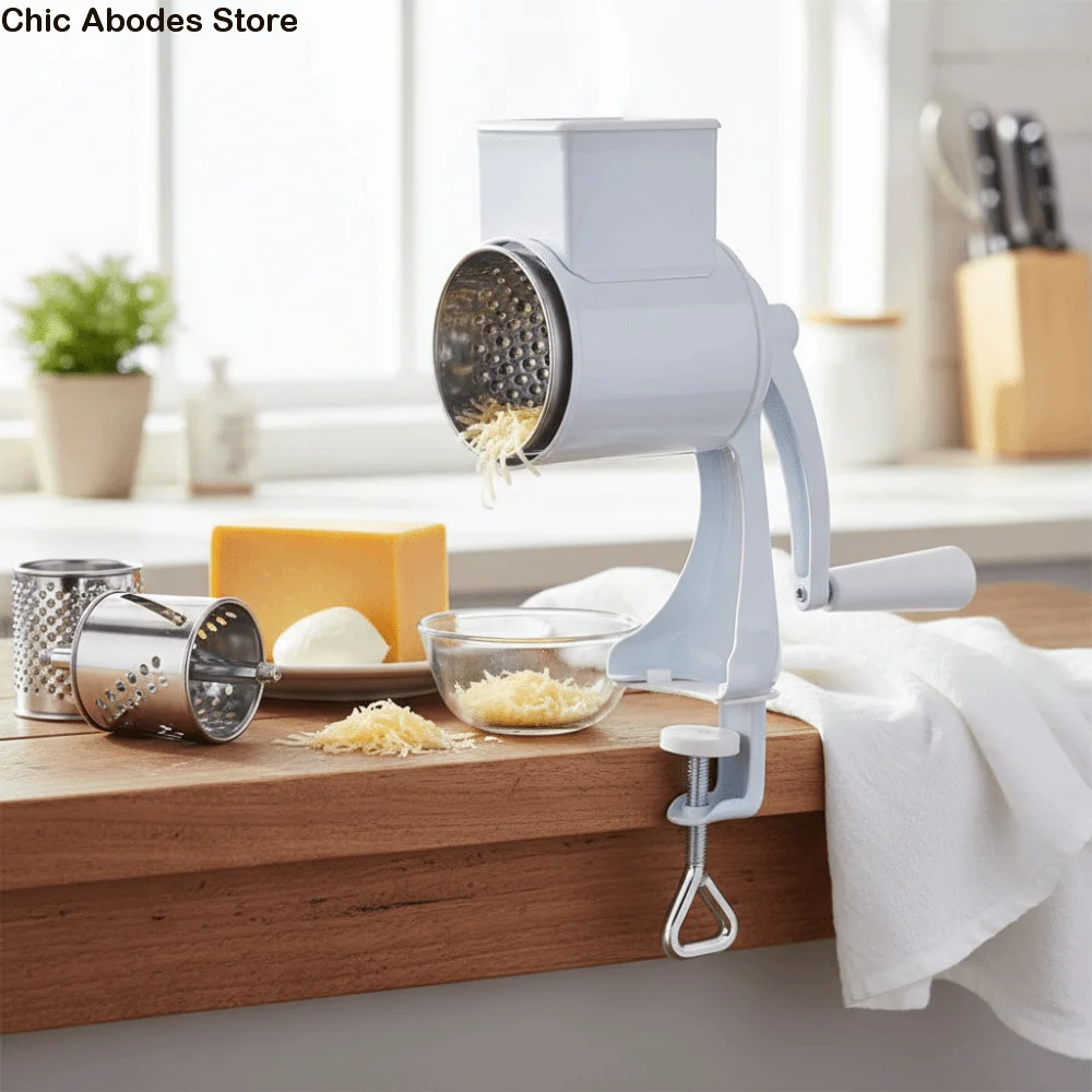 

with Hand Crank Manual Nut Grinder Rotary Drum Aluminum Alloy Peanut Grinder Table Clamp Design Labor Saving