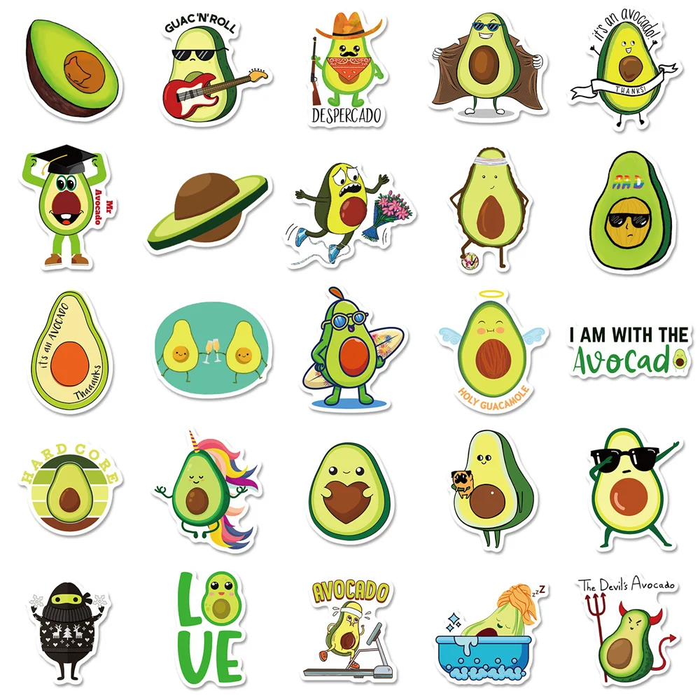 50PCS Net Red Fruit Avocado Sticker Cartoon Cute Ins Style Personalized Graffiti Luggage Compartment Refrigerator