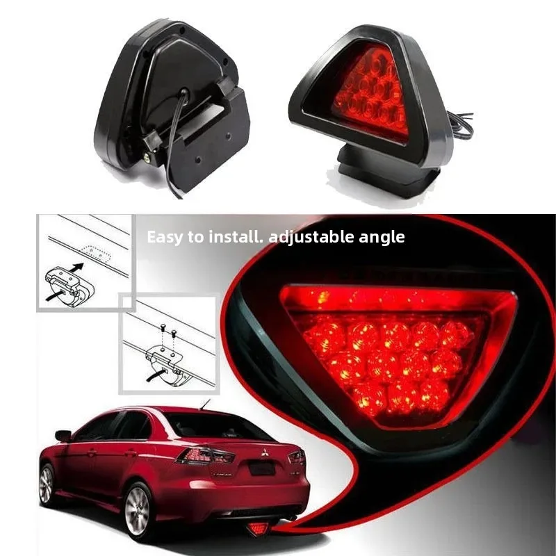 12LED Universal Brake Signal Lamp F1 Style Triangle Sporty Rear Fog Light Tail Third Brake Lamp DRL For JDM BBA Rust-proof