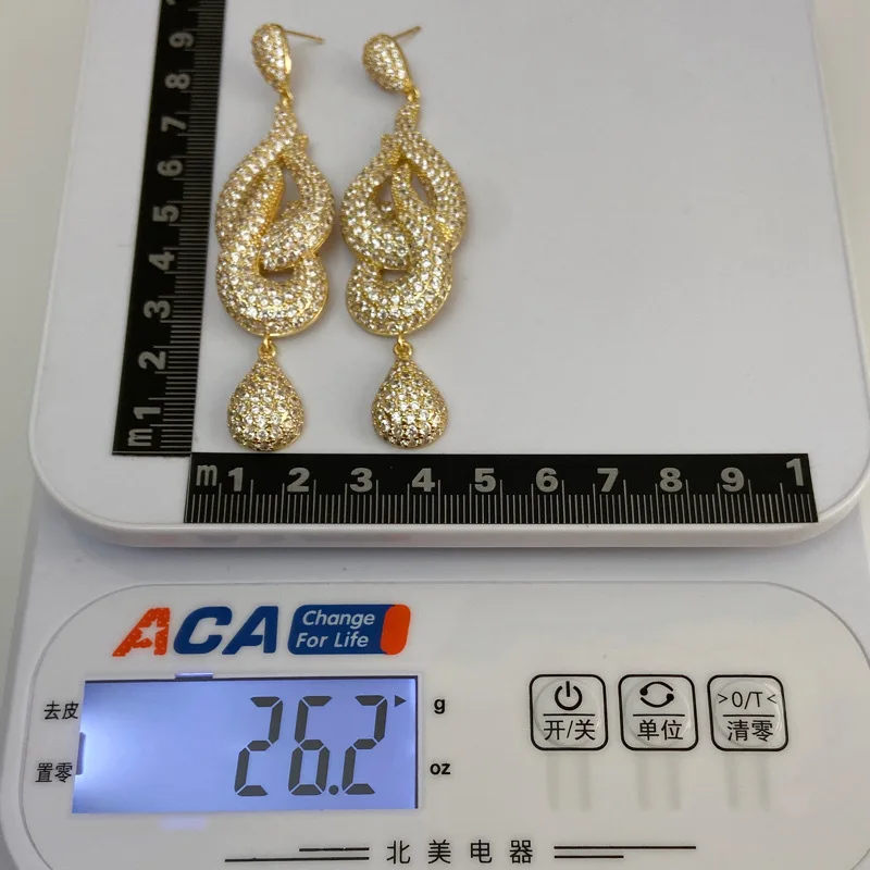 Vintage Long Lab Diamond Dangle Earring Jewelry Party Wedding Drop Earrings for Women Bridal Gift 2