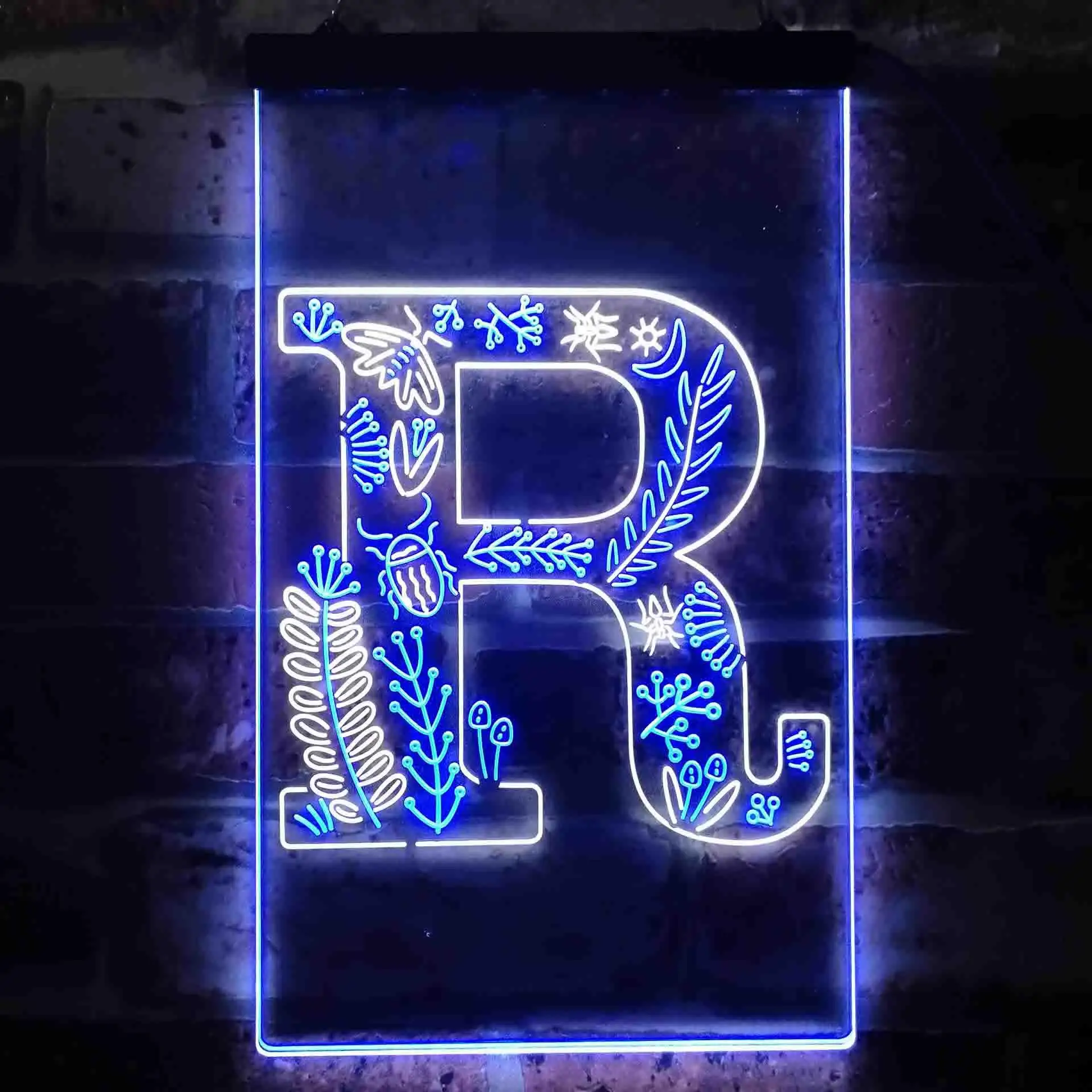 Letter R Initial Monogram Family Name Dual Color Led Neon Sign st6-i3455
