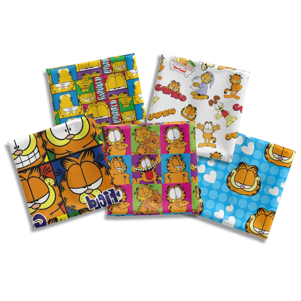 Cartoon Cat Garfield Pattern Peach Skin Microfibe DIY Textile Sewing Cloth 50*145cm