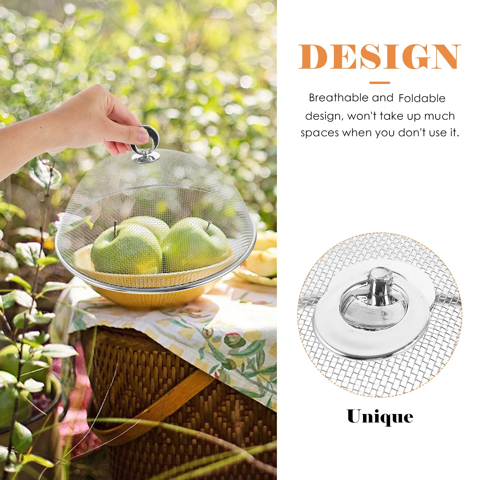 1Pcs Stainless Steel Food Cover Foldable Circular Food Cover Tent for Home Picnic Barbecue Diameter 28Cm Rust Proof