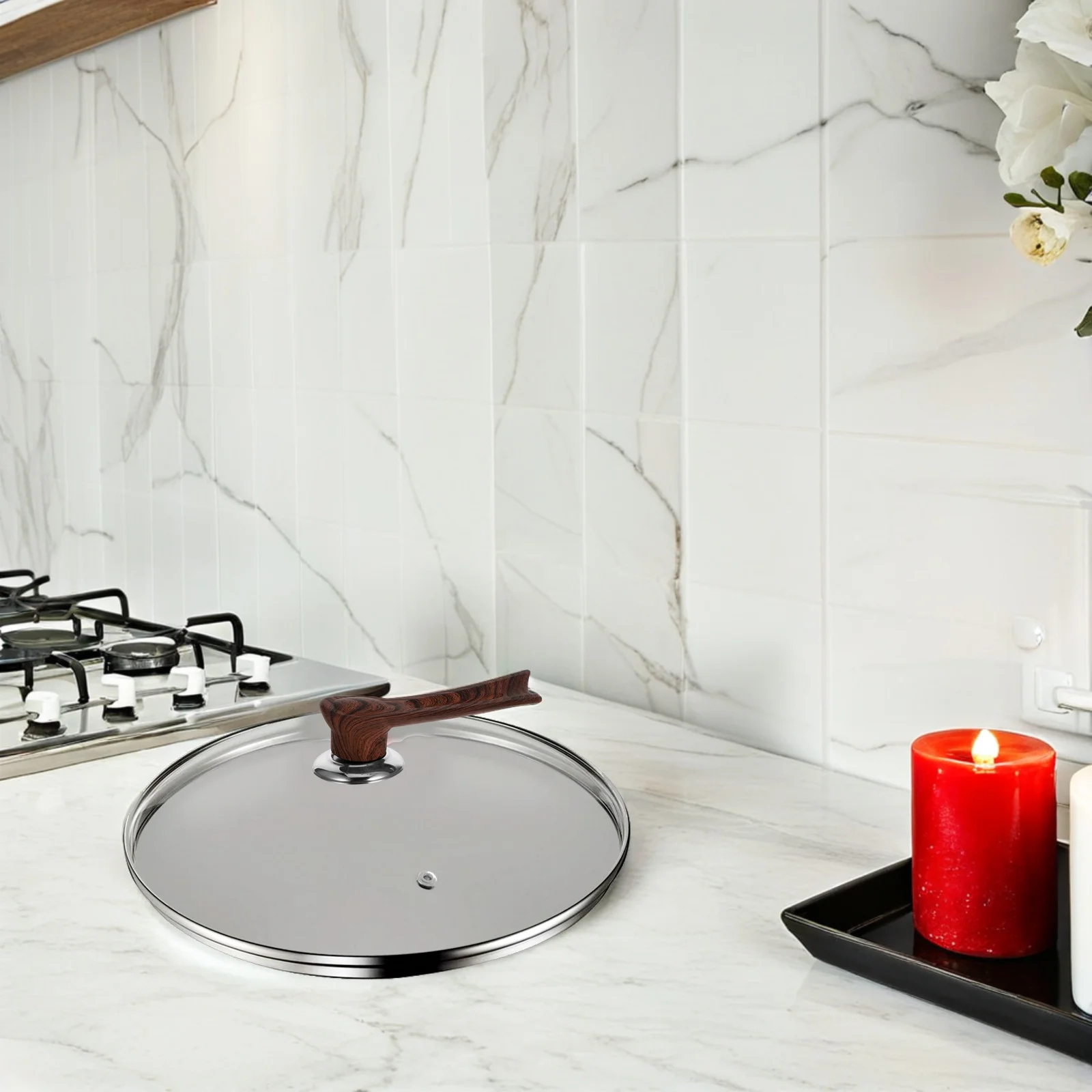 

2pcs Universal Pot Lid Handle Replacement Wood Grain Knob For Saucepan Cookware Heat Resistant Kitchen Pan