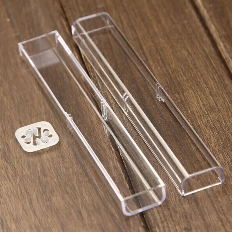 10Pcs Crystal Transparent Plastic Pen Pen Box Gift Box Metal Pen Box Transparent Plastic Pencil Case