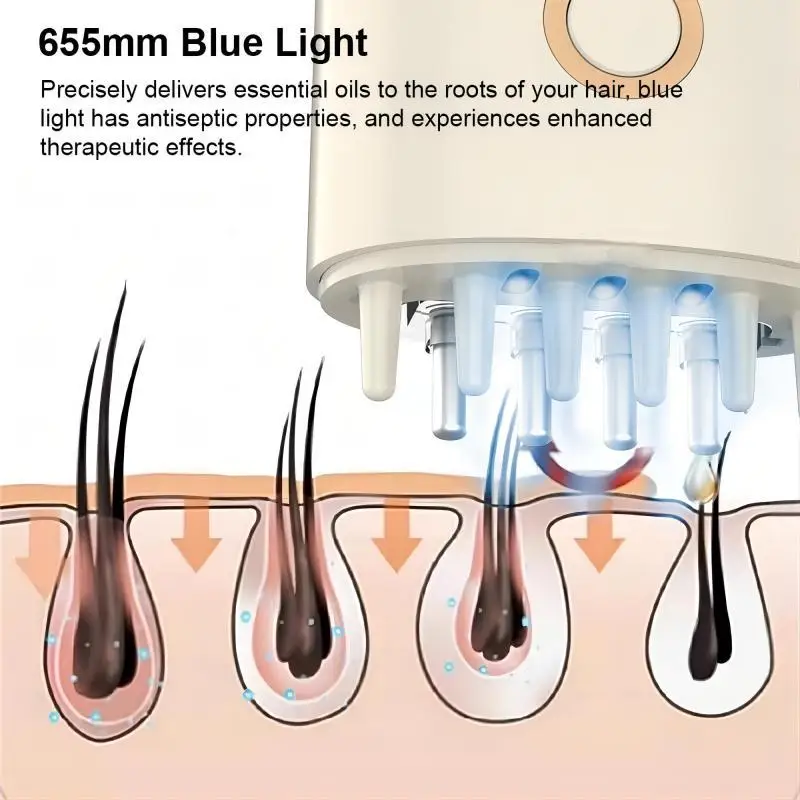 Masajeador eléctrico 2 en 1 para el cuero cabelludo y aplicador de aceite para el cabello, cepillo aplicador para el cuero cabelludo con luz roja y