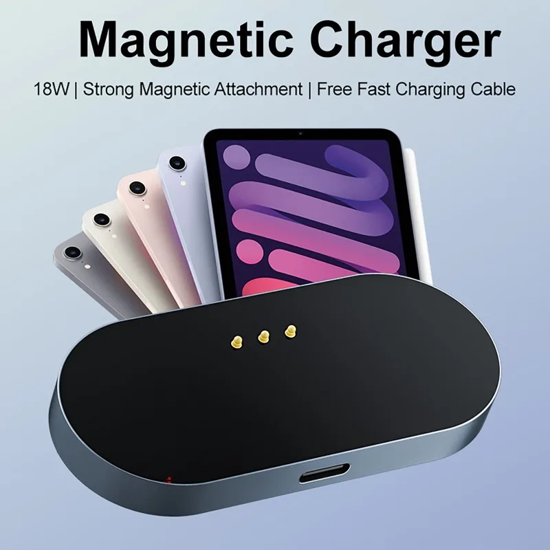 11 inch 12.9 inch Aluminum Alloy Tablet Magnetic Charger with USB-C Cable Fast Charger Magnetic Contact Charger Pad for iPad