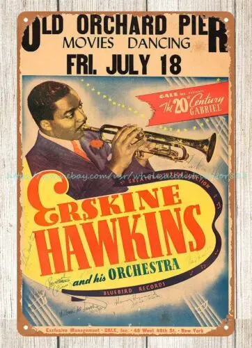 1941 Erskine Hawkins Old Orchard Pier Concert Poster metal tin sign old signs