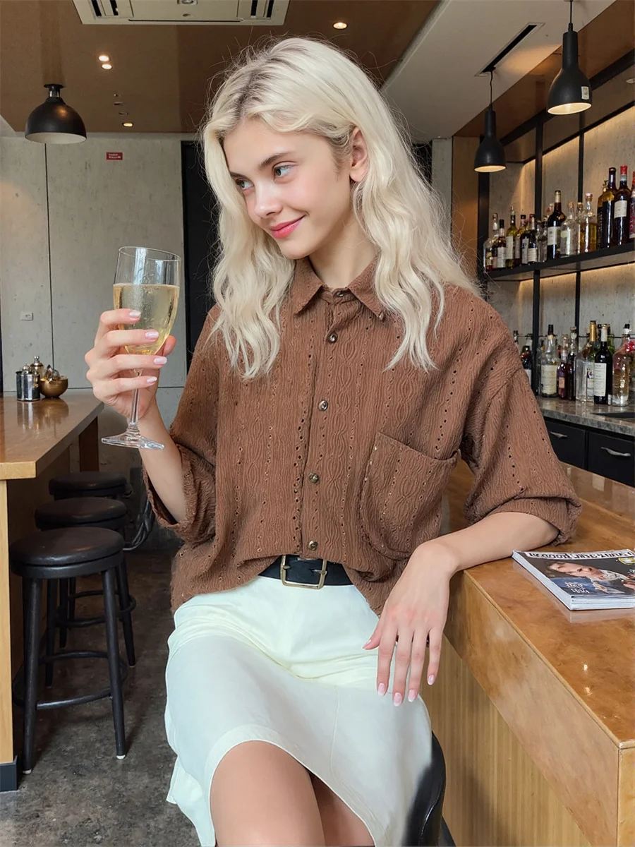 반팔 플러스 사이즈 여성 여름 셔츠 클래식 스타일 반단추 디자인 앞면 캐주얼 심플 베이직 미니멀리스트