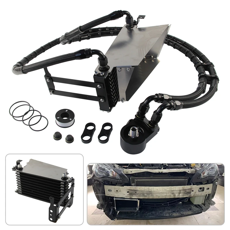For Toyota GT86 FT86 Subaur BRZ ZN6 ZD6 10AN 10 Rows Oil Cooler Kit FA20 W/80-90 Degree Thermostatic Radiator Kit Aluminum