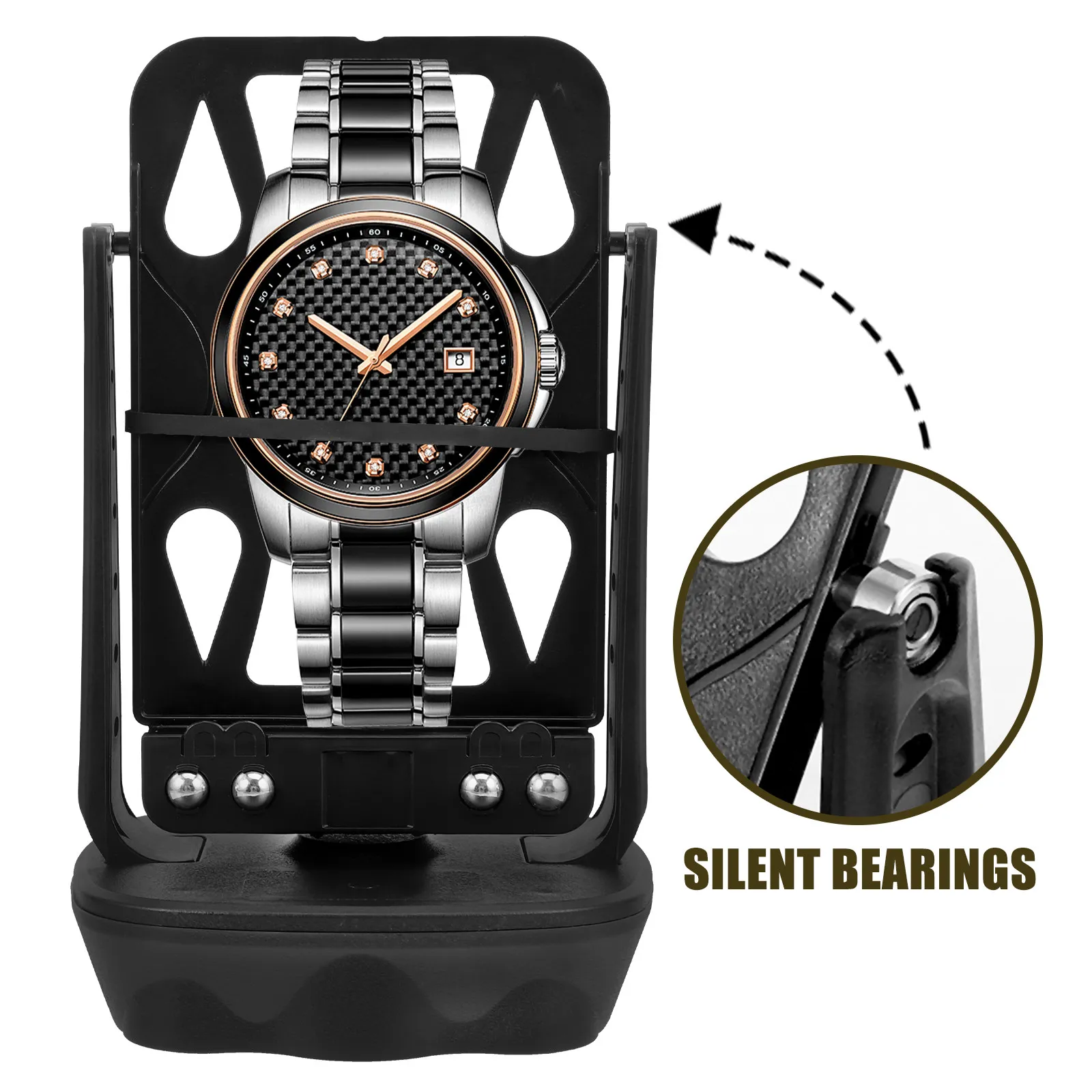 Watches Household Winder Automatic with Quiet Manual Winding Tool Desktop Holder Multiple Winders Machine Magnetic Black Machine
