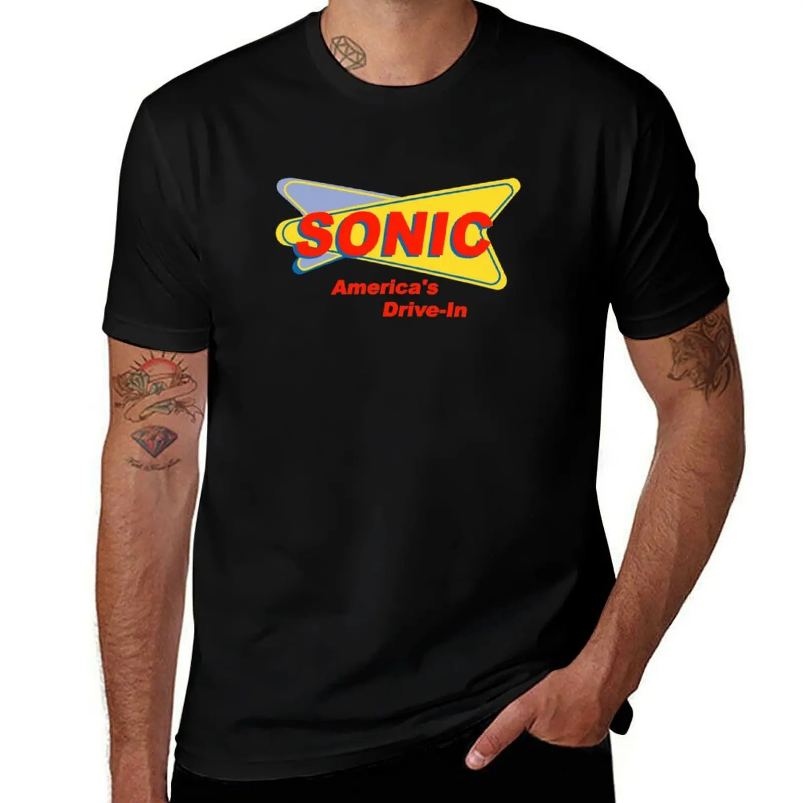 Sonic America&x27;s drive-in Fast Food Logo Red T-Shirt Casual Work Wear T-Shirt