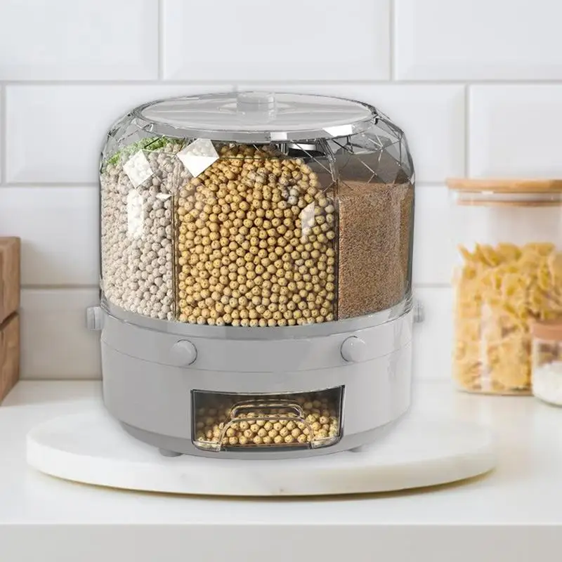 Rotating Food Dispenser Moisture Resistant Grain Container Kitchen Food Dispenser Dry Food Storage Containers Grain Storage Tank