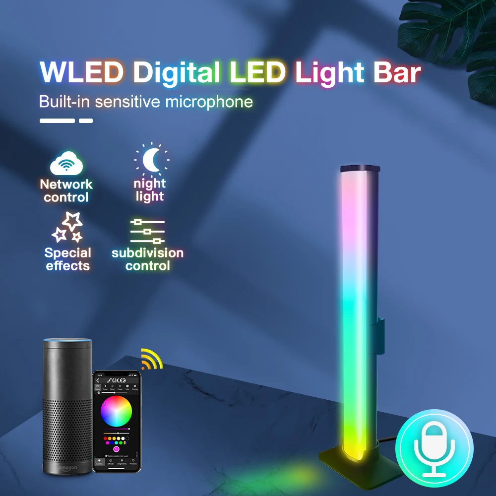 GLEDOPTO WLED Light Bar Digital RGB Multicolor LED WiFi APP Control DC5V USB Microphone Built-in Music Mode DIY Dynamic Lighting