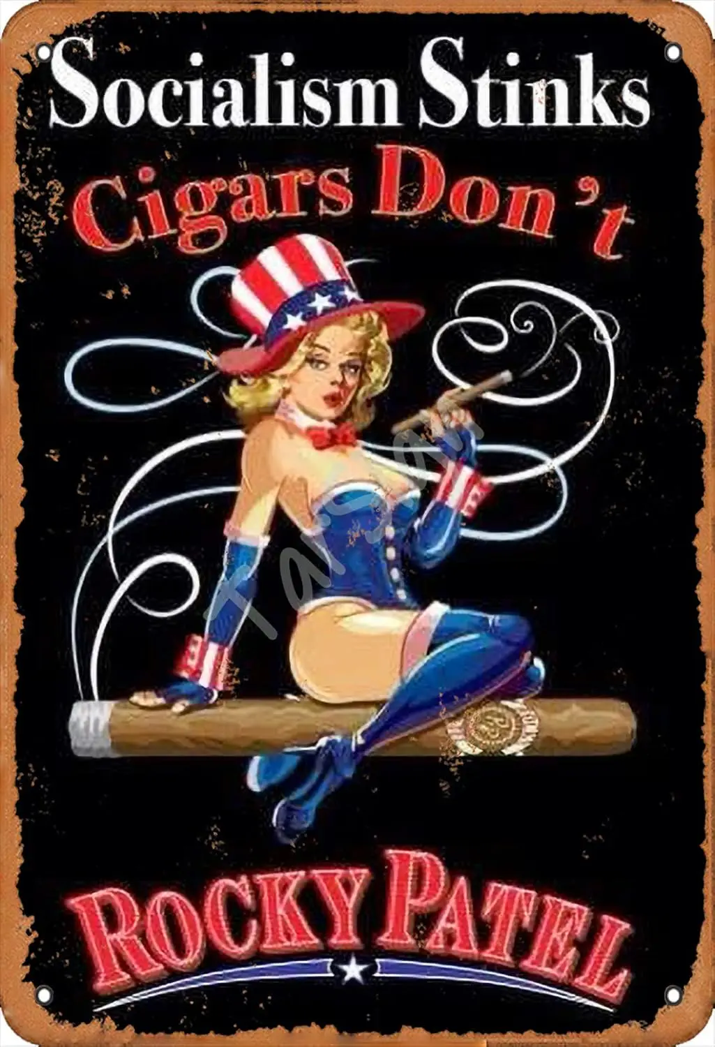 TarSign Socialism Stinks Cigars Dont Patel Vintage Tin Sign Logo 12 8 inches Advertising Eye-Catching Wall Decoration