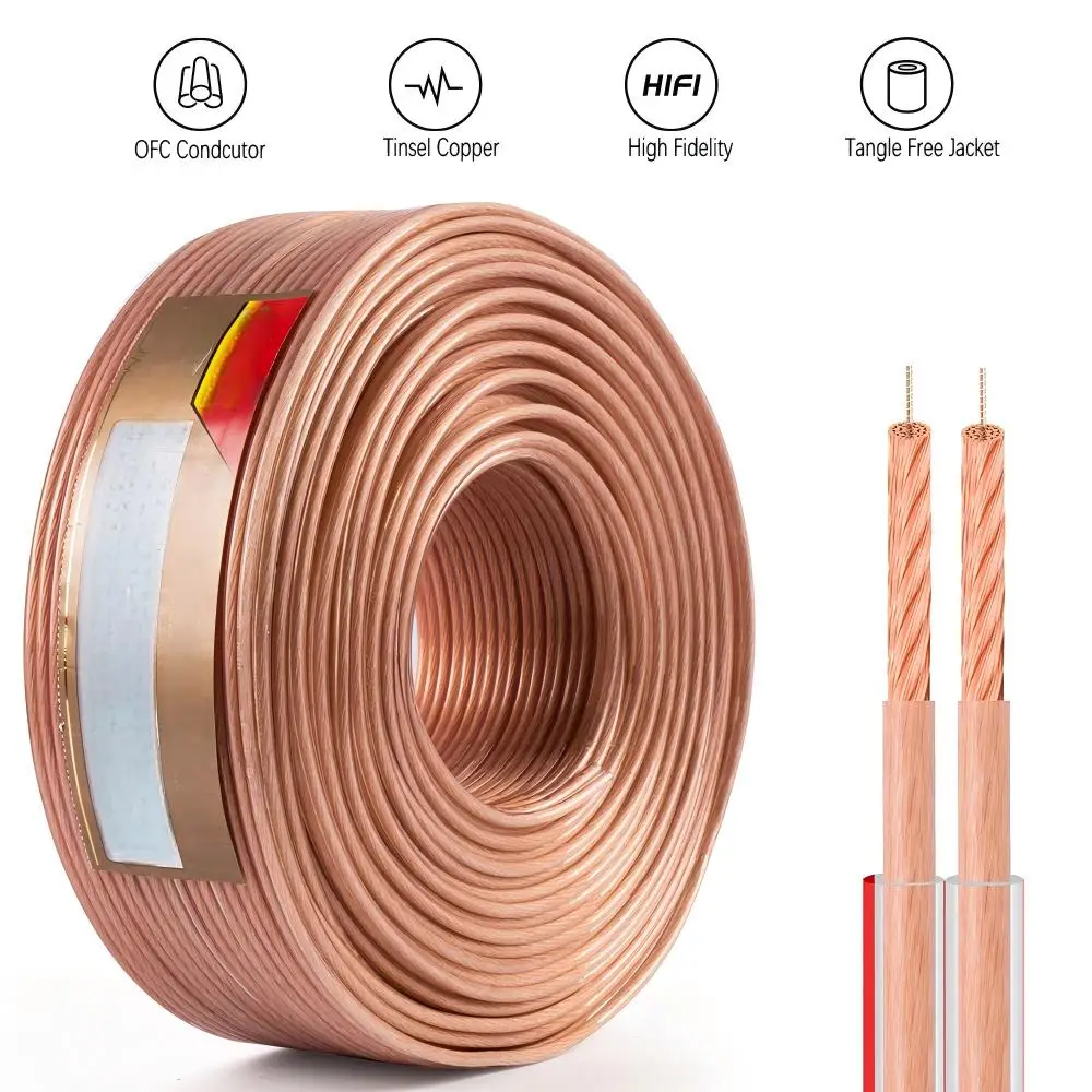 Digizulu HIFI Stereo Speaker Cable 14 Gauge DIY Transparent OFC Copper Wire Home Theater DJ System Installation Car Audio Cable