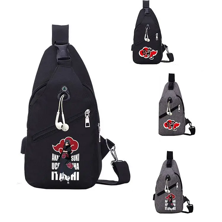 

Naruto Cartoon Anime Uchiha Brook Boy's new Large-capacity Storage Student Lightweight Casual Shoulder Crossbody Chest Bag Gift