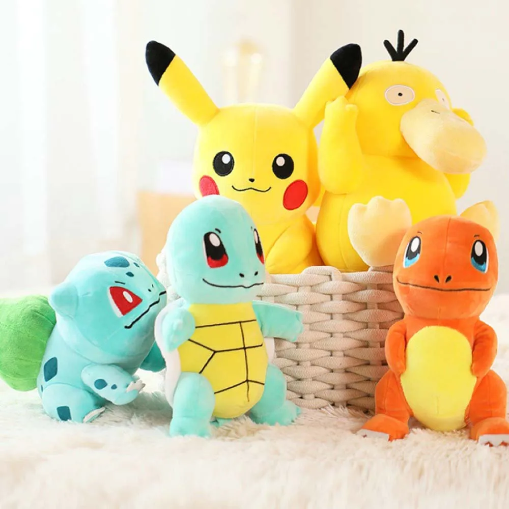 25CM Pokémon Plush Doll Toys Kawaii Pikachu Charmander Jigglypuff Bulbasaur Psyduck Anime Pokemon Stuffed Toy Peluche Dolls Gift