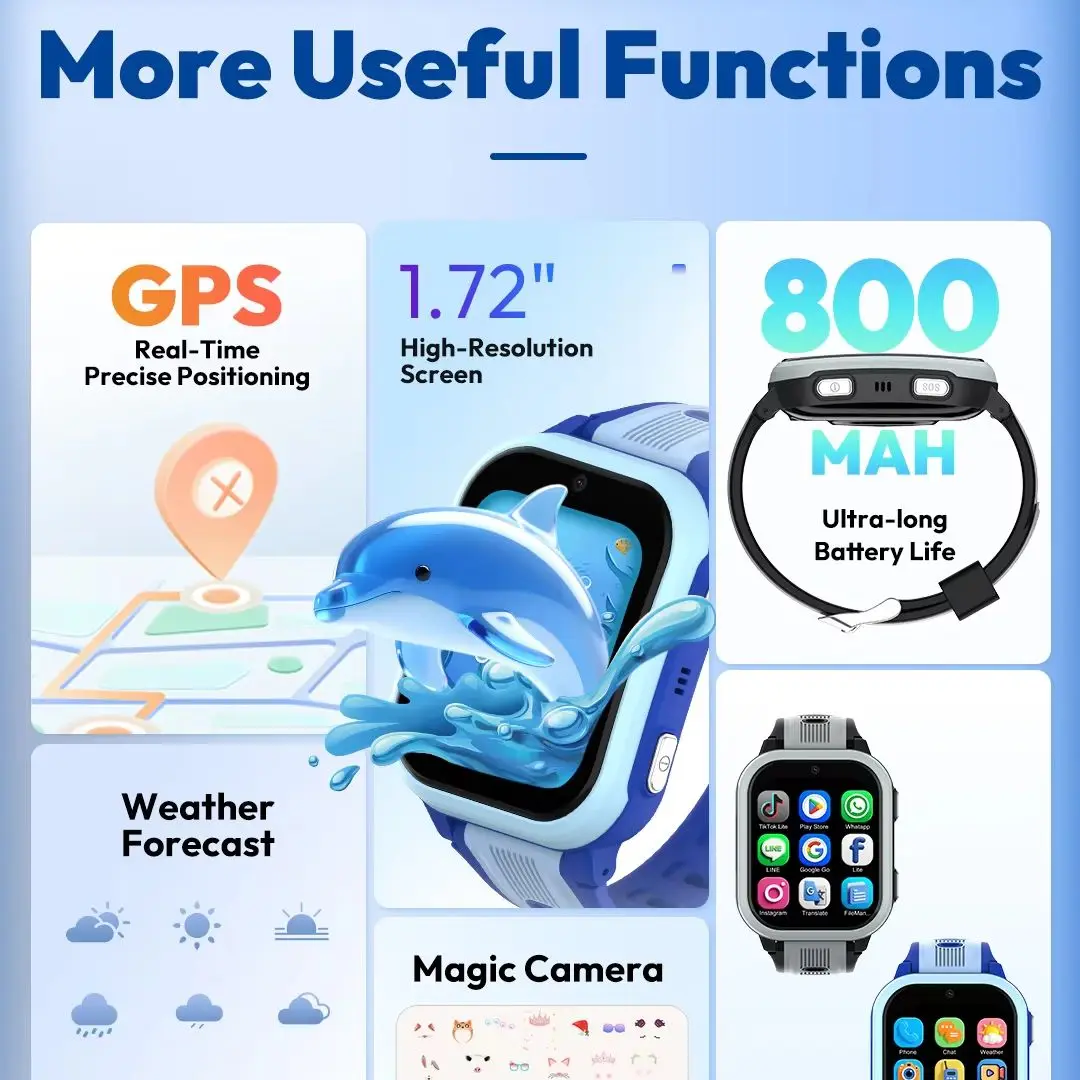 Wonlex 4G Kids Smart Watch KT41 GPS Real-time Location 2+16GB Memory Dual Camera Video Call APP Download SmartWatch for Children