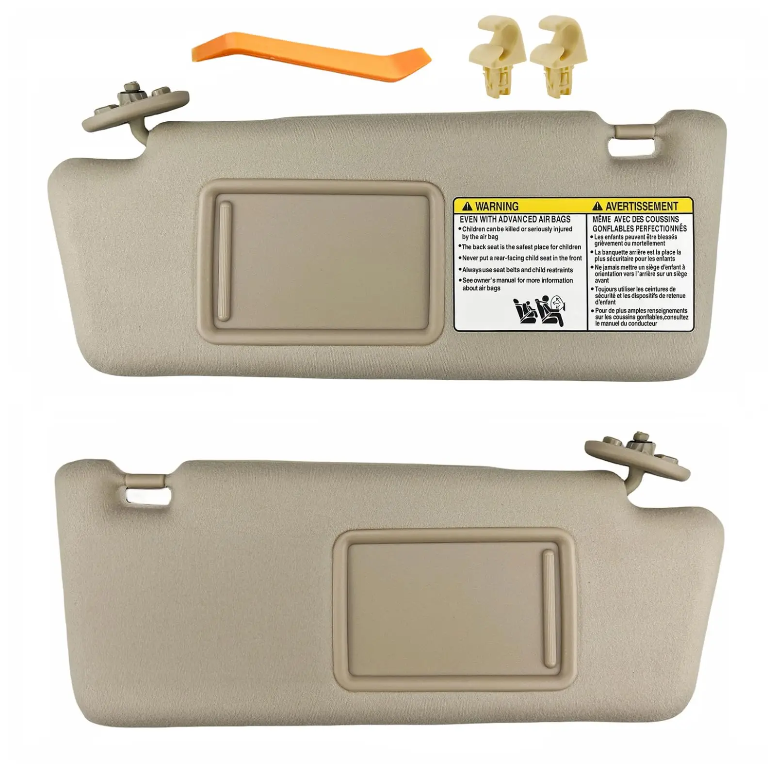 

Sun Visor Pair For Toyota Tacoma 2005-2015 Driver Passenger Side Gray Slide Extension Mirror Non-Illuminated