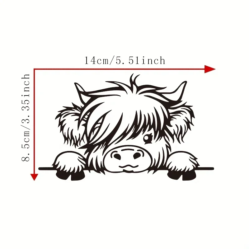 Adorable Farm Peeking Cow Vinyl Decal Sticker for Car Bumper, Vehicle Body Unique Waterproof Auto Exterior Decor Accessories