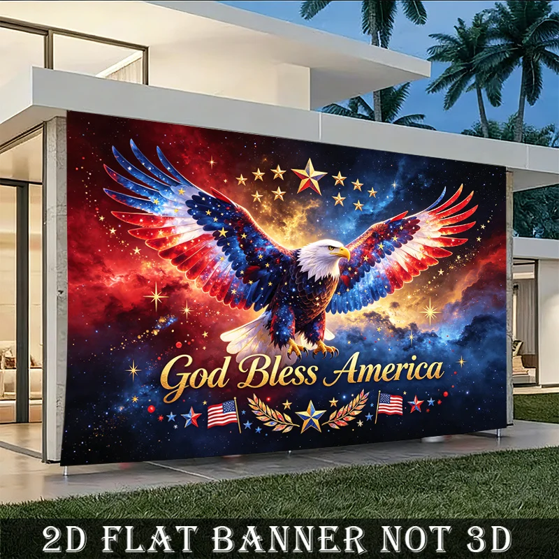 Flat, 1Pc American Flag Wall Tapestry Suitable 250Th Anniversary & 4Th Of Decorations - Red White Blue Patriotic Banner With