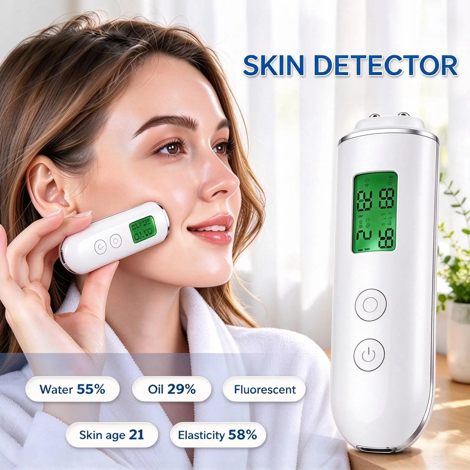 Mini Digital Skin Analyzer Face Skin Moisture&Oil Content Skin Tester Skin Water Cheek Elastic Skin Age Test Meter Face Detector
